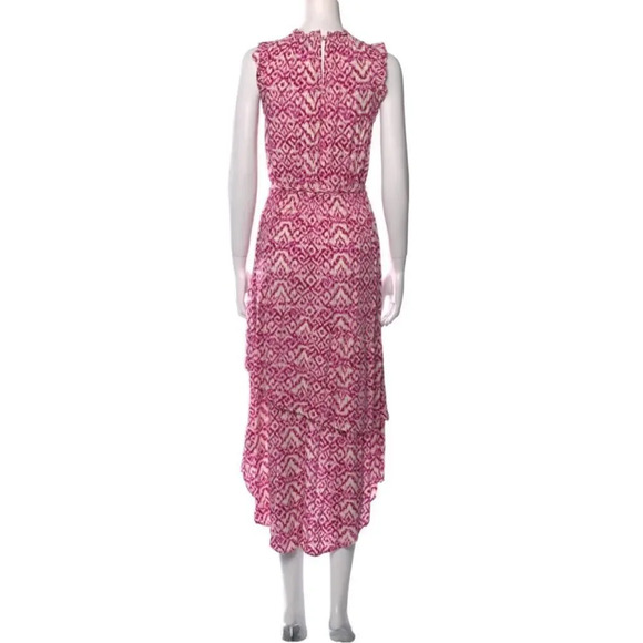 Who What Wear Pink Printed Midi Length Sleeveless Mock Neck Dress - Picture 9 of 16